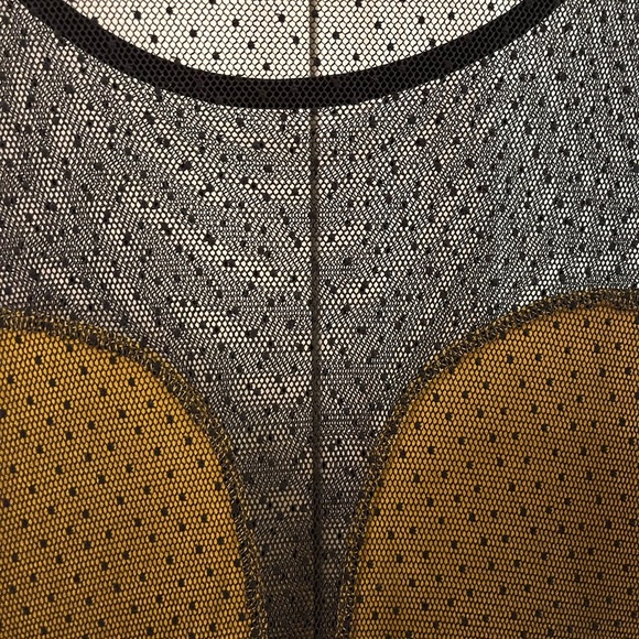 💛 Y2K Vintage Circa 2004 Yellow and Black Mesh long sleeve bodycon dress - Picture 8 of 14